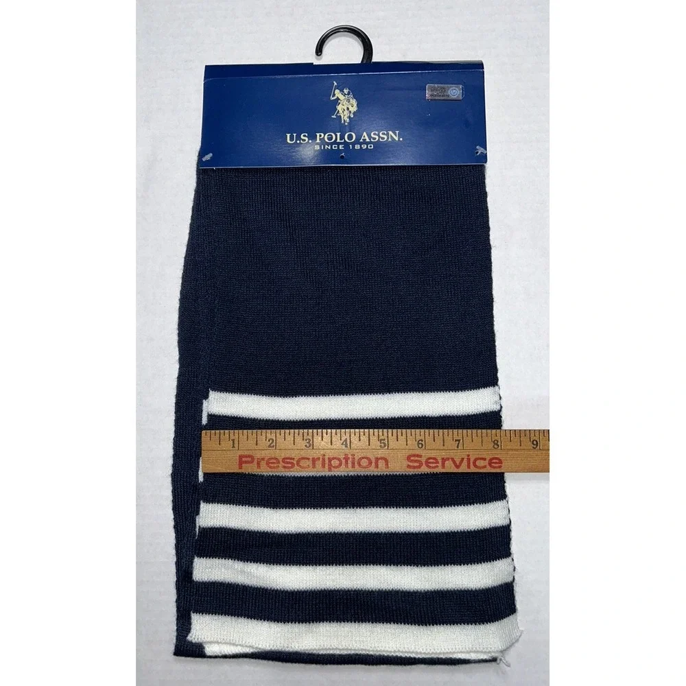 US Polo Assn Scarf Winter Cold Brand New Blue‎ & White